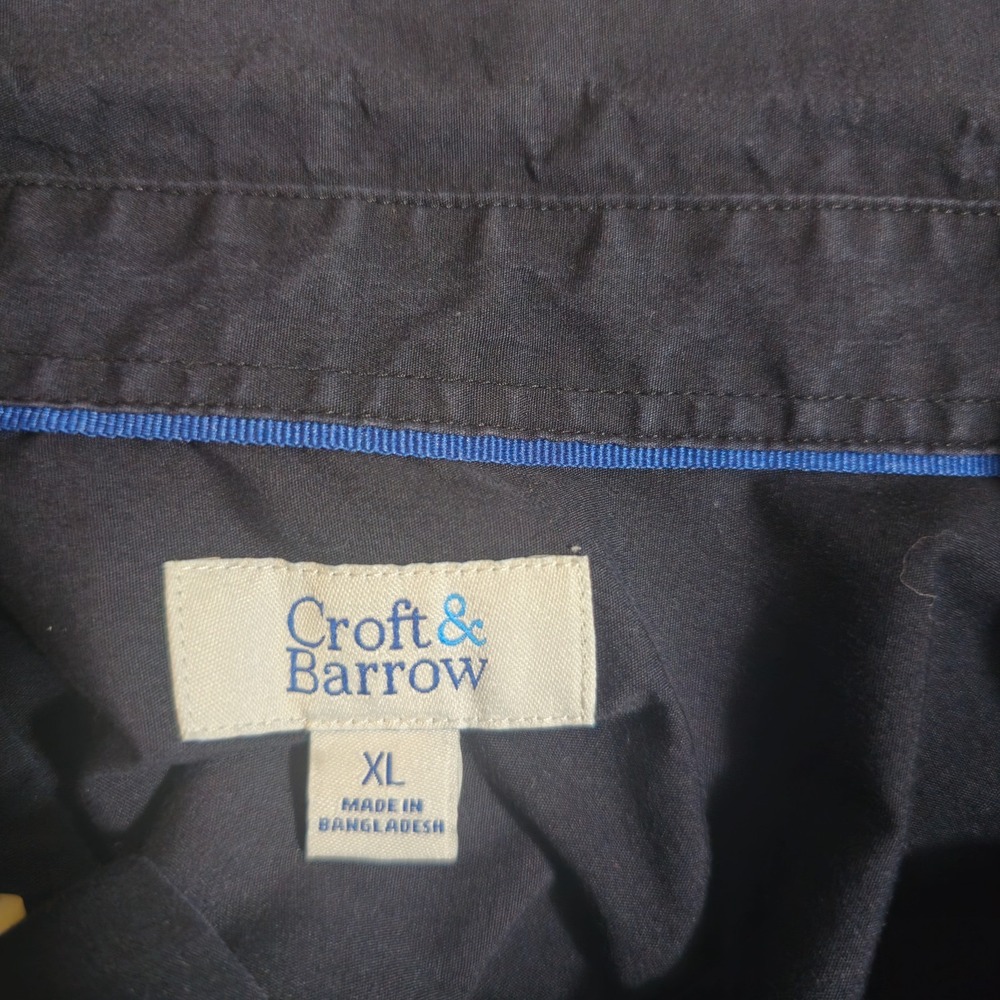 Croft & Barrow Button Down Shirt Mens XL Black Cotton Oeko Tex Chest Pocket - Picture 11 of 11